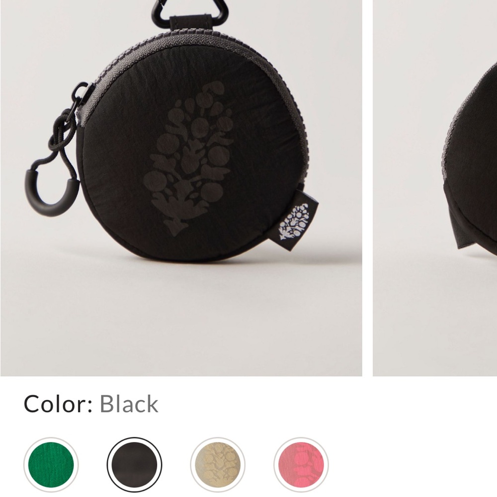 Free People Movement Essentials Only Black Round Pouch with Clip NWT